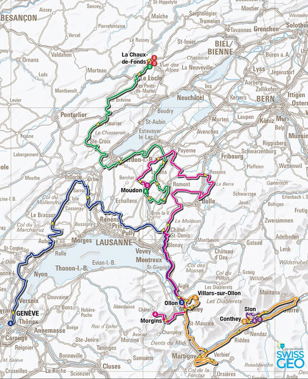 2016 Romandie Tour map